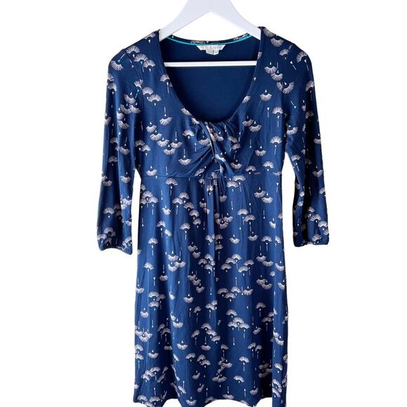 Boden Navy Floral Print scoop neck jersey dress 8 - Picture 1 of 6